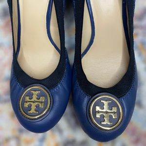 Tory Burch navy wedge heel